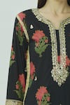 Kunwarani Ritu Black Muslin Notched Embellished Kurta Sharara Set at Aza Fashions Kunwarani Ritu_Black Muslin Notched Embellished Kurta Sharara Set _at_Aza_Fashions