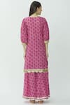 Shop_Kunwarani Ritu_Pink Cotton U Neck Printed Kurta Sharara Set  _at_Aza_Fashions