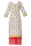 Buy_Kunwarani Ritu_White Cotton Round Printed Kurta Set  _Online_at_Aza_Fashions