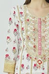 Kunwarani Ritu_White Cotton Round Printed Kurta Set  _at_Aza_Fashions