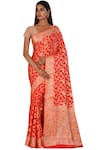 Buy_Nazaakat by Samara Singh_Red Cotton Georgette Woven Saree_at_Aza_Fashions