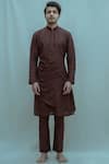 Buy_Bohame_Brown Cotton Linen Kurta Set _at_Aza_Fashions