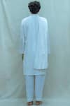 Shop_Bohame_White Linen Cotton Draped Kurta Set_at_Aza_Fashions