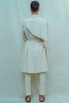 Shop_Bohame_White Linen Cotton Draped Kurta Set_at_Aza_Fashions