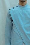 Buy_Bohame_Blue Cotton Linen Overlap Kurta Set_Online_at_Aza_Fashions