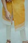 Buy_Bohame_Yellow Cotton Linen Asymmetrical Kurta Set _Online_at_Aza_Fashions