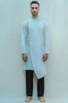 Buy_Bohame_White Cotton Linen Kurta Set _at_Aza_Fashions