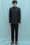 Buy_Bohame_Black Poplin, Suiting Bandhgala Pant Set_at_Aza_Fashions
