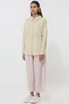 Shop_Anavila_Beige Linen Shirt_Online_at_Aza_Fashions
