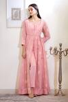 Buy Shyam Narayan Prasad Pink Chanderi Angrakha Anarkali Set at Aza Fashions Buy_Shyam Narayan Prasad_Pink Chanderi Angrakha Anarkali Set_at_Aza_Fashions