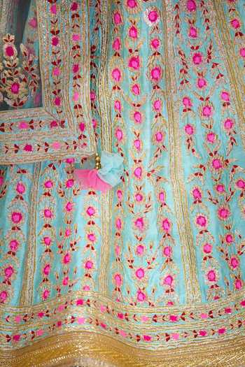 Shyam Narayan Prasad_Blue Silk And Viscose Round Lehenga Set _at_Aza_Fashions