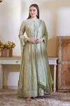 Buy_Shyam Narayan Prasad_Green Chanderi Anarkali Set_at_Aza_Fashions