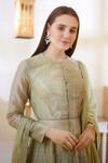 Shop_Shyam Narayan Prasad_Green Chanderi Anarkali Set_Online_at_Aza_Fashions