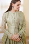 Shyam Narayan Prasad_Green Chanderi Anarkali Set_at_Aza_Fashions