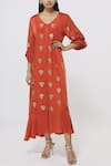 Buy_Rriso_Orange Embellished Maxi Dress With Inner  _at_Aza_Fashions