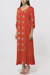 Buy_Rriso_Orange Embellished Maxi Dress With Inner  _Online_at_Aza_Fashions