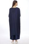 Shop_Ezra_Blue Cotton Satin Embroidered Tunic_at_Aza_Fashions