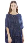 Shop_Ezra_Blue Cotton Satin Embroidered Tunic_Online_at_Aza_Fashions