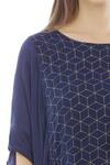 Ezra_Blue Cotton Satin Embroidered Tunic_at_Aza_Fashions