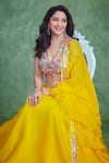 Buy_ASAL by Abu Sandeep_Yellow Net Embroidery V Neck Lehenga Set _at_Aza_Fashions