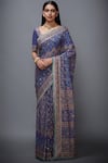 Buy_RI.Ritu Kumar_Blue Chinon Silk Embroidered Saree _at_Aza_Fashions