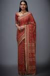 Buy_RI.Ritu Kumar_Red Chinon Silk Embroidered Saree _Online_at_Aza_Fashions