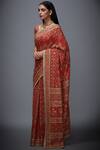 RI.Ritu Kumar_Red Chinon Silk Embroidered Saree _Online_at_Aza_Fashions