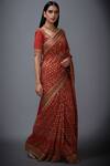 Buy_RI.Ritu Kumar_Red Chinon Silk Embroidered Saree _at_Aza_Fashions