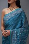 Shop_RI.Ritu Kumar_Blue Chinon Silk Printed Saree With Unstitched Blouse Fabric_Online_at_Aza_Fashions