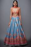 Buy RI.Ritu Kumar Blue Dupion V Neck Embellished Lehenga Set Online at Aza Fashions Buy_RI.Ritu Kumar_Blue Dupion V Neck Embellished Lehenga Set_Online_at_Aza_Fashions
