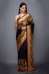 Buy_RI.Ritu Kumar_Black Satin Embroidered Saree_Online_at_Aza_Fashions