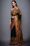 Buy_RI.Ritu Kumar_Black Satin Embroidered Saree_at_Aza_Fashions