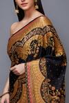 RI.Ritu Kumar_Black Satin Embroidered Saree_Online
