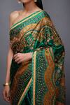 Shop_RI.Ritu Kumar_Green Satin Embroidered Saree_Online_at_Aza_Fashions