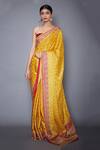 Shop_RI.Ritu Kumar_Yellow Silk Satin Embroidered Saree_at_Aza_Fashions