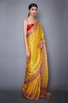 RI.Ritu Kumar_Yellow Silk Satin Embroidered Saree_Online_at_Aza_Fashions