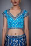 Buy_RI.Ritu Kumar_Blue Silk Satin Sweetheart Neck Embroidered Bridal Lehenga Set _Online_at_Aza_Fashions