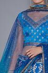 RI.Ritu Kumar_Blue Silk Satin Sweetheart Neck Embroidered Bridal Lehenga Set _at_Aza_Fashions