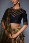 RI.Ritu Kumar_Black Poly Dupion Round Embellished Lehenga Set_at_Aza_Fashions