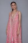 Buy_RI.Ritu Kumar_Pink Silk Chanderi Jacket Open Dress With_at_Aza_Fashions