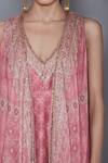 RI.Ritu Kumar_Pink Silk Chanderi Jacket Open Dress With_at_Aza_Fashions