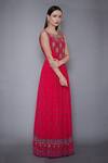 RI.Ritu Kumar Red Silk Chanderi Boat Embroidered Gown Online at Aza Fashions RI.Ritu Kumar_Red Silk Chanderi Boat Embroidered Gown_Online_at_Aza_Fashions