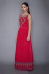 Buy RI.Ritu Kumar Red Silk Chanderi Boat Embroidered Gown Online at Aza Fashions Buy_RI.Ritu Kumar_Red Silk Chanderi Boat Embroidered Gown_Online_at_Aza_Fashions