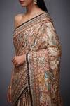 Shop_RI.Ritu Kumar_Beige Silk Satin Floral Saree_Online_at_Aza_Fashions