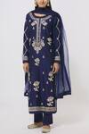 Buy_Shyam Narayan Prasad_Blue Chanderi Embroidered Kurta Set_at_Aza_Fashions