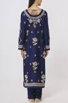 Shop_Shyam Narayan Prasad_Blue Chanderi Embroidered Kurta Set_at_Aza_Fashions