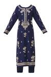 Buy_Shyam Narayan Prasad_Blue Chanderi Embroidered Kurta Set_Online_at_Aza_Fashions