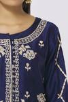 Shyam Narayan Prasad_Blue Chanderi Embroidered Kurta Set_at_Aza_Fashions