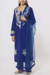 Buy_Shyam Narayan Prasad_Blue Chanderi Embroidered Kurta Set_at_Aza_Fashions
