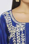 Shyam Narayan Prasad_Blue Chanderi Embroidered Kurta Set_at_Aza_Fashions